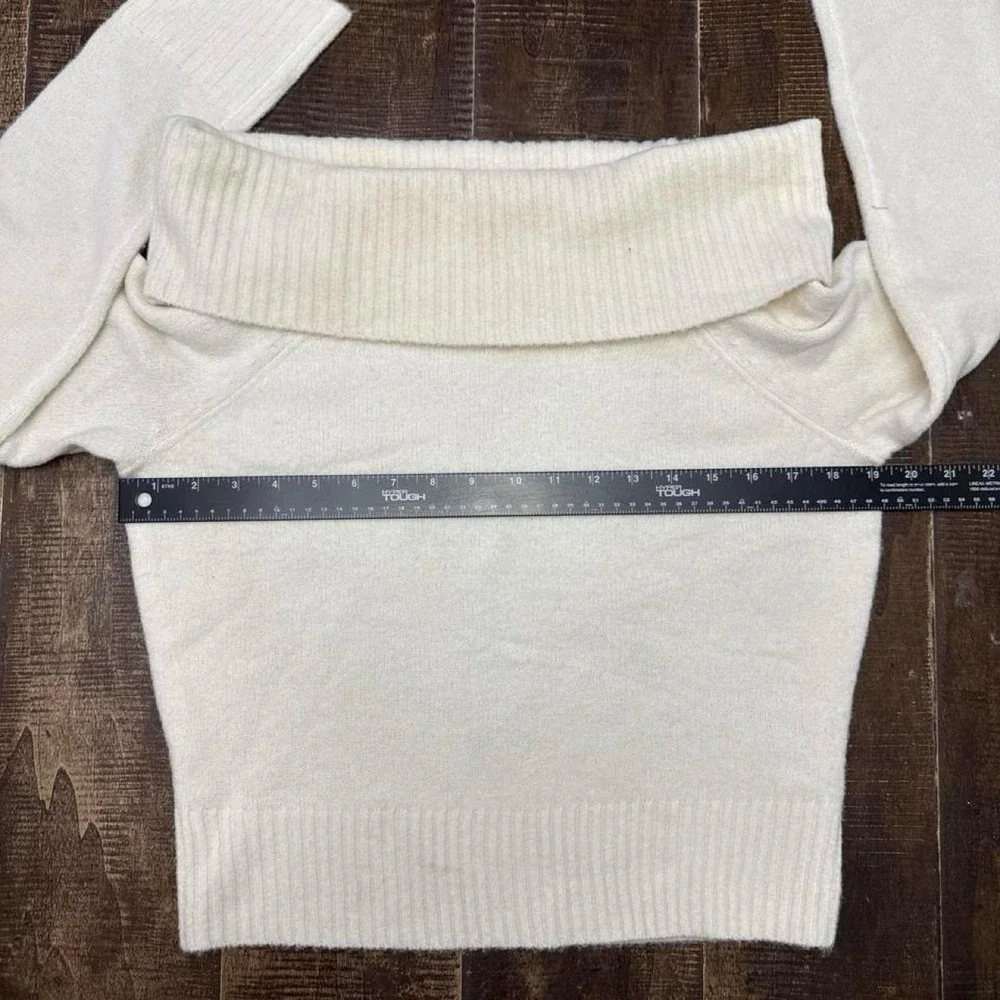 Major Label Group Women's Off the Shoulder Cream Mid Length Sweater